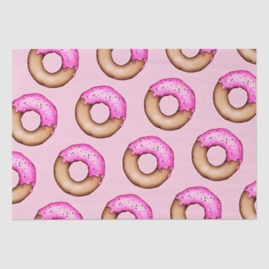 Cute Pink Frosted Donuts met Sprinkles Pattern Tissuepapier (Voorkant)