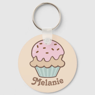 Cute Pink Frosting Cupcake Aangepast Sleutelhanger