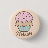 Cute Pink Frosting Cupcake Personalised Ronde Button 3,2 Cm (Voorkant)