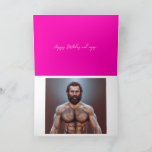 Cute Pink Funny Handsome Bearded Man Birthday Kaar Kaart<br><div class="desc">De Cute Pink Funny Handsome Bearded Man Birthday Kaart heeft een elegant script en een handig man in een kaart die zegt: "Voor je verjaardag heb ik je een man",  Happy Birthday,  en geniet van... </div>