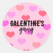 Cute Pink Galantine's Day Gang Ronde Sticker (Voorkant)