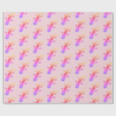 Cute Pink Gecko Drawing Girly Pattern Cadeaupapier (Vlak)