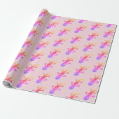 Cute Pink Gecko Drawing Girly Pattern Cadeaupapier (Uitgerold)