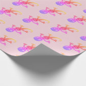 Cute Pink Gecko Drawing Girly Pattern Cadeaupapier (Hoek)