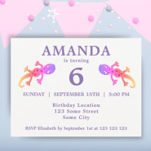 Cute Pink Gecko Girls Birthday Party