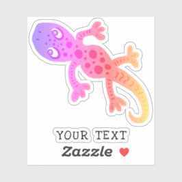 Cute Pink Gecko Lizard Drawing Kinder Sticker