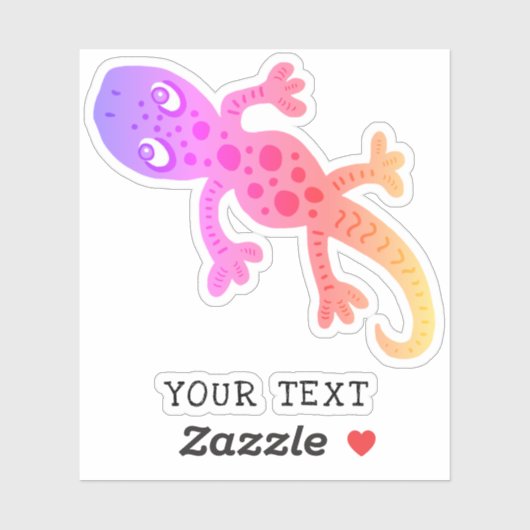 Cute Pink Gecko Lizard Drawing Kinder Sticker (Vel)