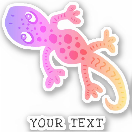 Cute Pink Gecko Lizard Drawing Kinder Sticker (Voorkant)