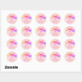 Cute Pink Gecko Lizard Rainbow Girls Birthday Ronde Sticker (Vel)