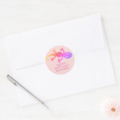 Cute Pink Gecko Lizard Rainbow Girls Birthday Ronde Sticker (Envelop)
