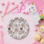 Cute Pink Ghost Floral Halloween Pattern Papieren Bordje (Feest)