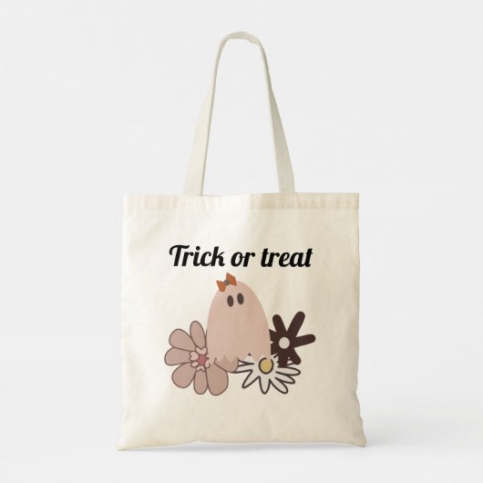 Cute Pink Ghost Halloween Treat Canvas tas (Achterkant)