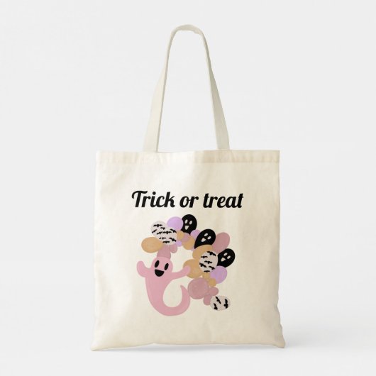 Cute Pink Ghost Halloween Treat Canvas tas (Achterkant)