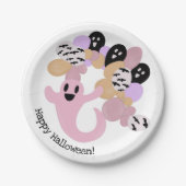 Cute Pink Ghost Kinder Happy Halloween Papieren Bordje (Voorkant)