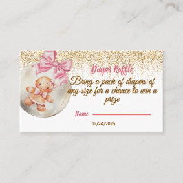 Cute Pink Gingerbread  Bauble  Diaper raffle Informatiekaartje