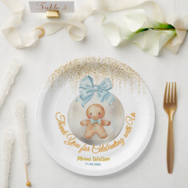 Cute Pink Gingerbread   boy Bauble Christmas  Papieren Bordje