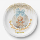 Cute Pink Gingerbread boy Bauble Christmas Papieren Bordje (Voorkant)