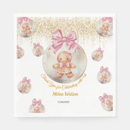  Cute Pink Gingerbread Girl in Christmas Bauble  Servet