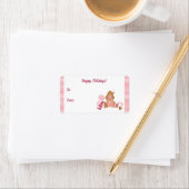 Cute Pink Gingerbrood Candy Cane Gift Label Sticke (Insitu)