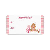 Cute Pink Gingerbrood Candy Cane Gift Label Sticke (Voorkant)
