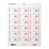 Cute Pink Gingerbrood Candy Cane Gift Label Sticke (Full Sheet)