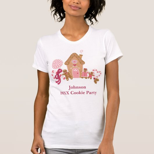 Cute Pink Gingerbrood Candy Canes Women's T-shirt (Voorkant)