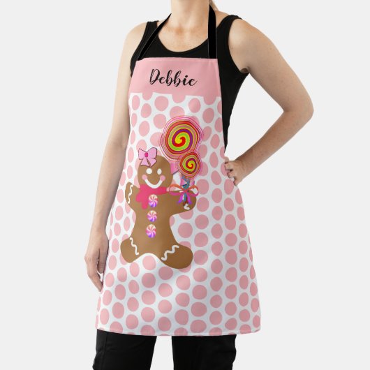 Cute Pink Gingerbrood Girl Personalized Baking Schort (Insitu)