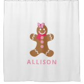 Cute Pink Gingerbrood Speciaal Kind Douchegordijn (Voorkant)