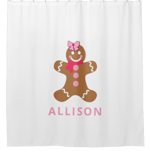 Cute Pink Gingerbrood Speciaal Kind Douchegordijn (Voorkant)