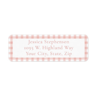 Cute Pink Gingham Cottagecore Return Address Etiket