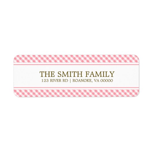 Cute Pink Gingham Pattern Etiket (Voorkant)