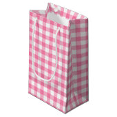 Cute Pink Gingham Pattern Klein Cadeauzakje (Voorkant Gekanteld)