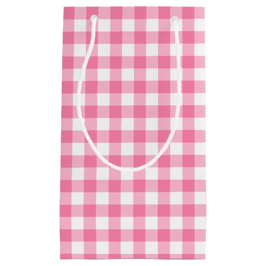 Cute Pink Gingham Pattern Klein Cadeauzakje (Voorkant)