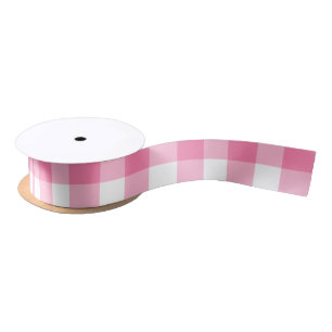 Cute Pink Gingham Pattern Satijnen Lint