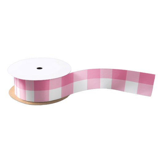 Cute Pink Gingham Pattern Satijnen Lint (Spoel)