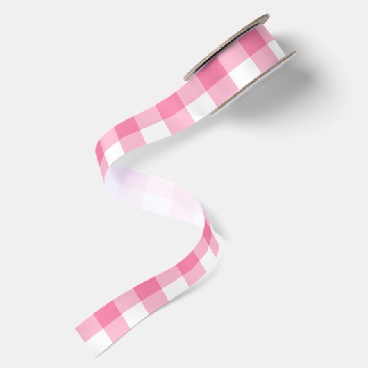 Cute Pink Gingham Pattern Satijnen Lint (Achterkant)