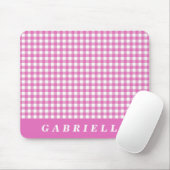 Cute Pink Gingham Plaid Personalized Muismat (Met muis)