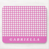 Cute Pink Gingham Plaid Personalized Muismat (Voorkant)