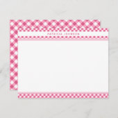 Cute Pink Gingham Pset Personalized Notitiekaartje (Voorkant / Achterkant)
