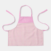 Cute Pink Gingham Pset Persoonlijk Kind Schort (Voorkant)
