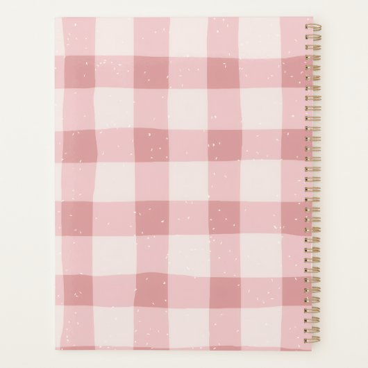 Cute Pink Gingham Strawberry Yearly Planner (Achterkant)