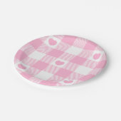 Cute Pink Gingham Vichy met hart Papieren Bordje (Gekanteld)