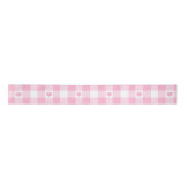 Cute Pink Gingham Vichy met hart Satijnen Lint (Voorkant)