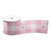 Cute Pink Gingham Vichy met hart Satijnen Lint (Spoel)