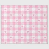 Cute Pink Gingham Vichy met Hearts Wrapping Paper Cadeaupapier (Vlak)