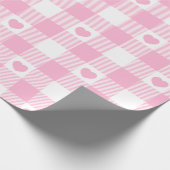 Cute Pink Gingham Vichy met Hearts Wrapping Paper Cadeaupapier (Hoek)