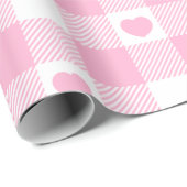 Cute Pink Gingham Vichy met Hearts Wrapping Paper Cadeaupapier (Rol Hoek)