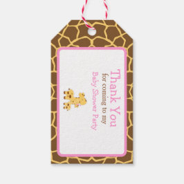 Cute Pink Giraffe Bedankt Gift Label Cadeaulabel