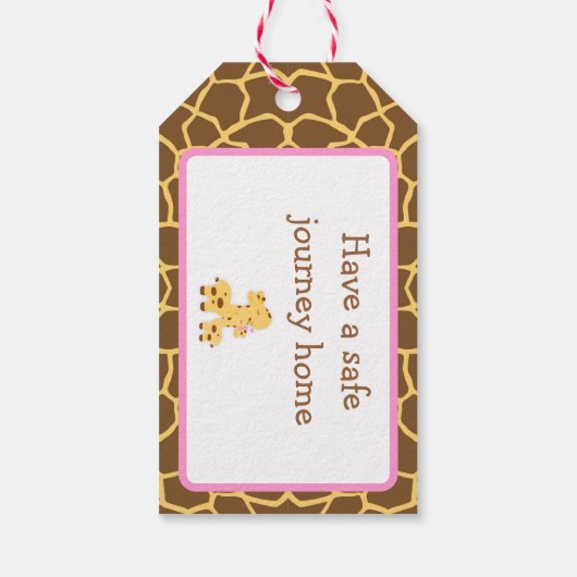 Cute Pink Giraffe Bedankt Gift Label Cadeaulabel (Achterkant)