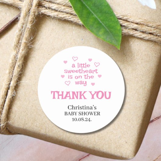 Cute Pink Girl Baby shower Classic Round Sticker